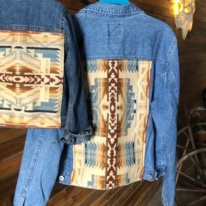Ladies Pendleton Fabric Shonto Wheatlands on Western Rodeo Jean Jacket.